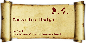Maszalics Ibolya névjegykártya